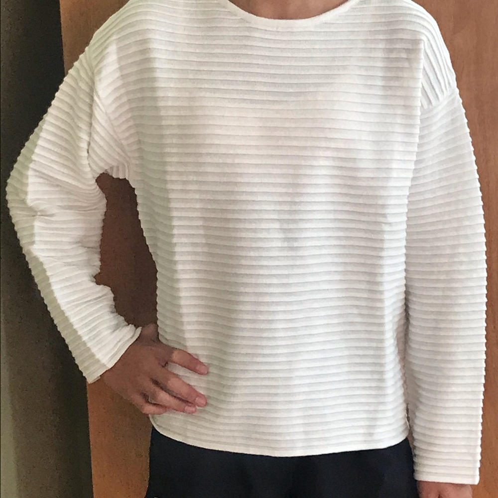 Zara Girls NWT 9/10 Textured Cream Boxy Sweater - Picture 12 of 13